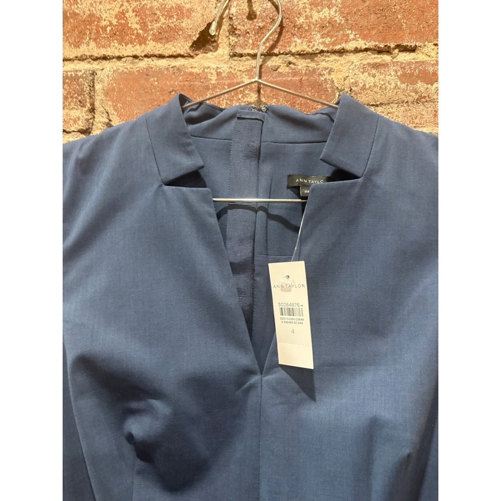 NEW Ann Taylor Belted Doubleweave Sheath Dress Blue Size 4 - Picture 6 of 9
